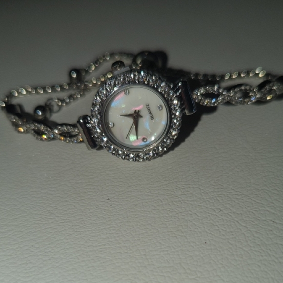 Silver Women's Watch with Crystal Accents - Picture 1 of 5